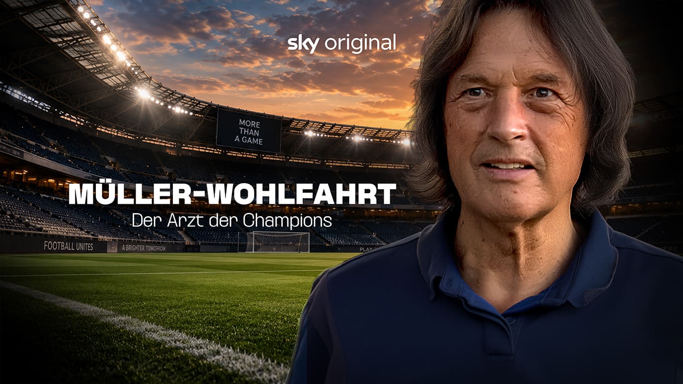 Titelbild zum Sky Original Dokumentarfilm Müller-Wohlfahrt - Der Arzt der Champions - Key Visual in 16:9