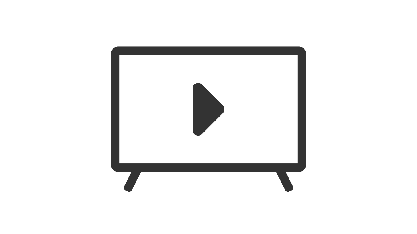 Stilisierter Fernseher mit Playbutton im Display in grau