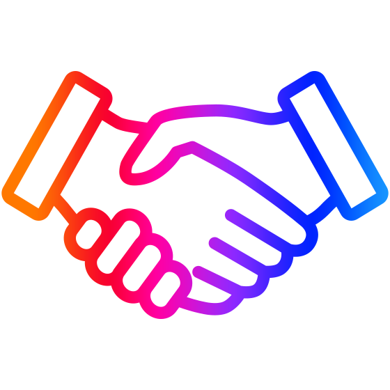 Stilisiertes Icon eines Handschlags in Spektrum-Farbe