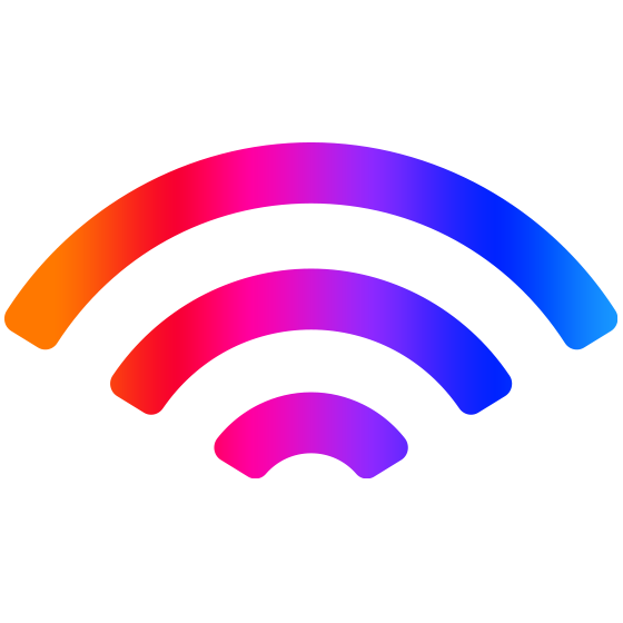 Symbol für W-LAN bzw. Wi-Fi in Spektrum-Farbe
