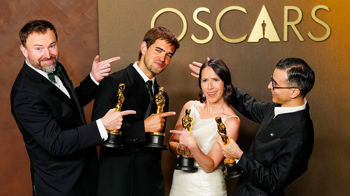 In der Kategorie bester Kurzfilm gewannen 2026 gleich zwei Filme einen Oscar: The Singers von Sam A. Davis und Jack Piatt (links) und Two People Exchanging Saliva von Alexandre Singh und Natalie Musteata (rechts).