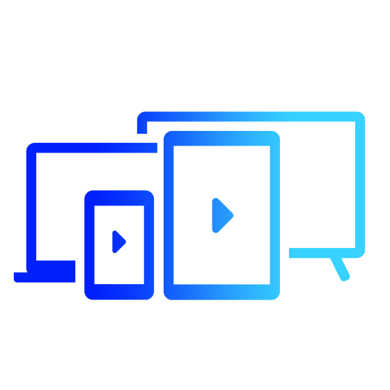 Stilisiertes Icon mit verschiedenen Devices in Blauverlauf.