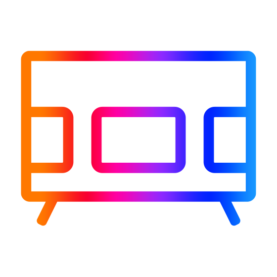 Stilisiertes Icon eines Fernsehers in Spektrum-Farbe