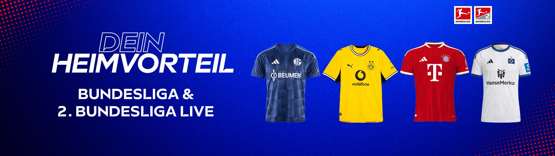Dein Heimvorteil. Bundesliga und 2. Bundesliga live.