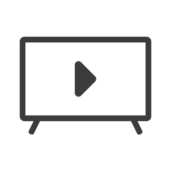 Stilisierter Fernseher mit Playbutton im Display in grau