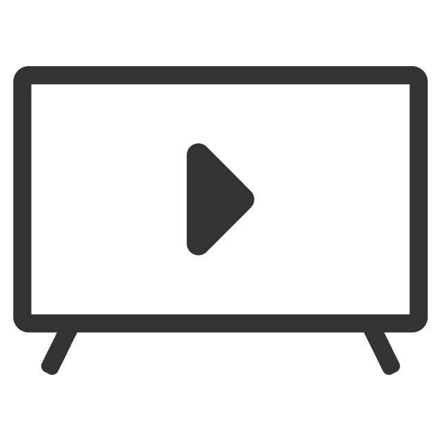 Stilisierter Fernseher mit Playbutton im Display in grau