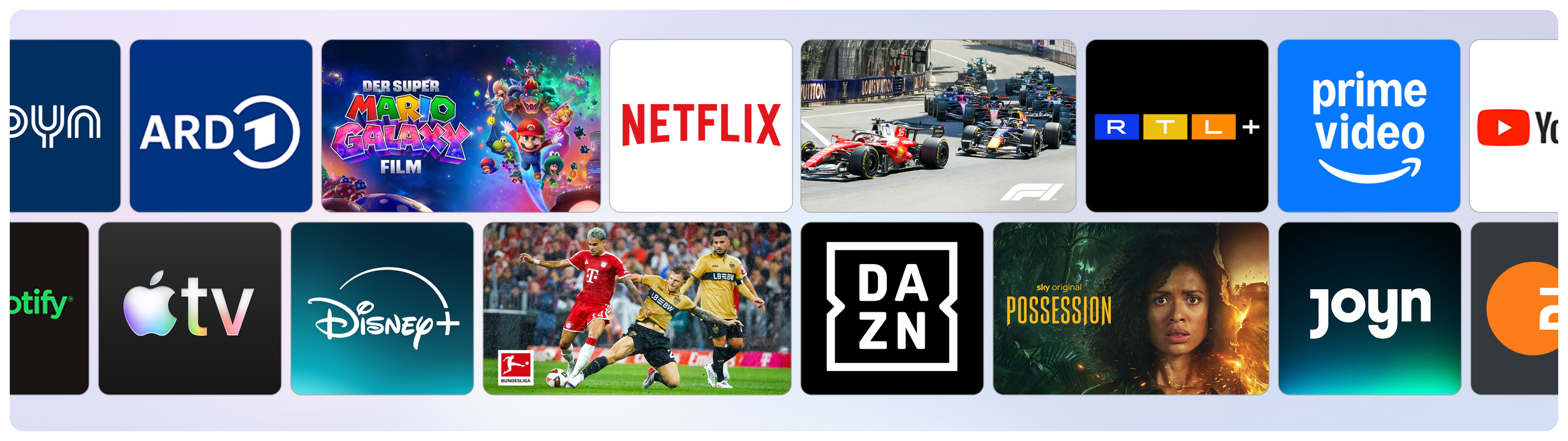Zusammenstellung einer App- und Contentübersicht.