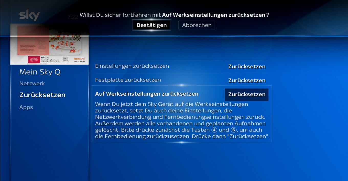 Sky Q Receiver reagiert nicht Sky