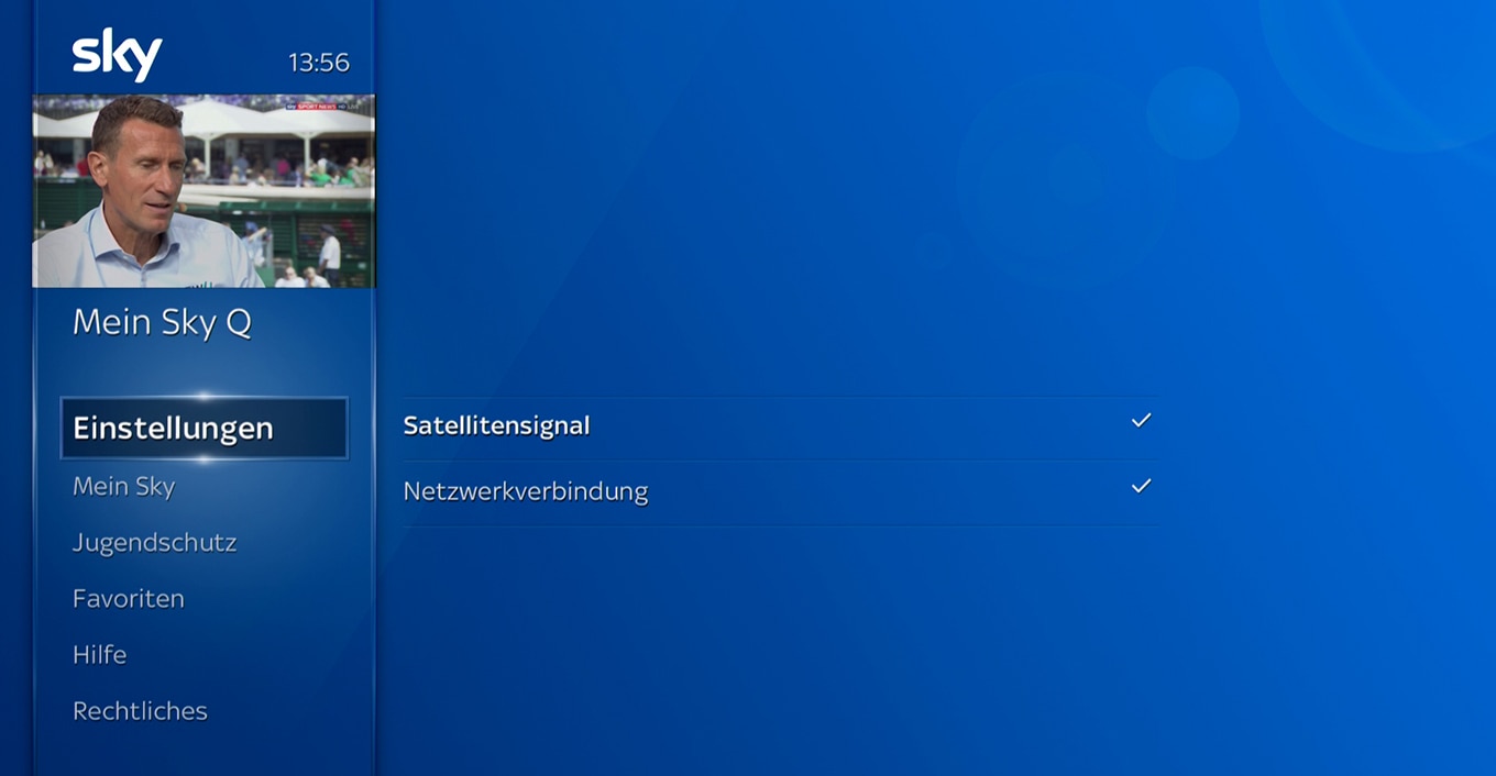 Kein Bild über den Sky Q Receiver Sky