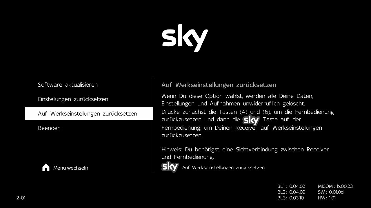 Keine Sender auf meinem Sky Q Receiver