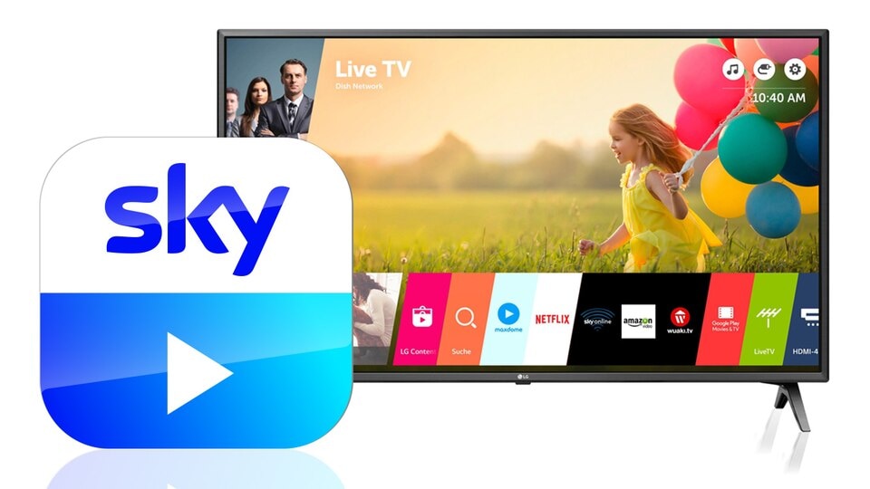 LG-Fernseher mit Sky Q-Logo.