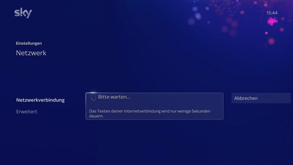 Einstellungen > Netzwerk > Statusbildschirm, der anzeigt, dass der Zurücksetzungsprozess läuft