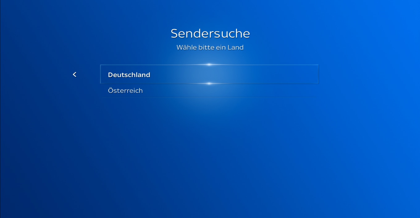 Wählen Sie als Land Deutschland oder Österreich aus und bestätigen Sie mit der OK-Taste.