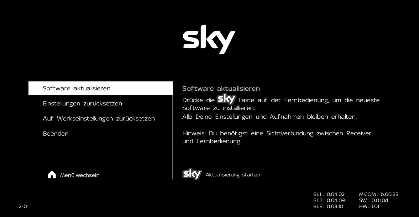 Bildschirm mit verfügbarer Option „Auf Werkseinstellungen zurücksetzen“.