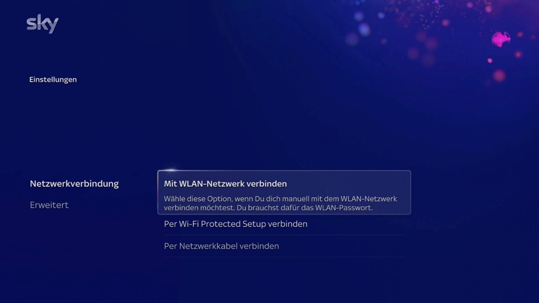 Grafik zeigt den Bildschirm die Netzwerkeinstellungen, dass man W-Lan mit Netzwerk verbindet.