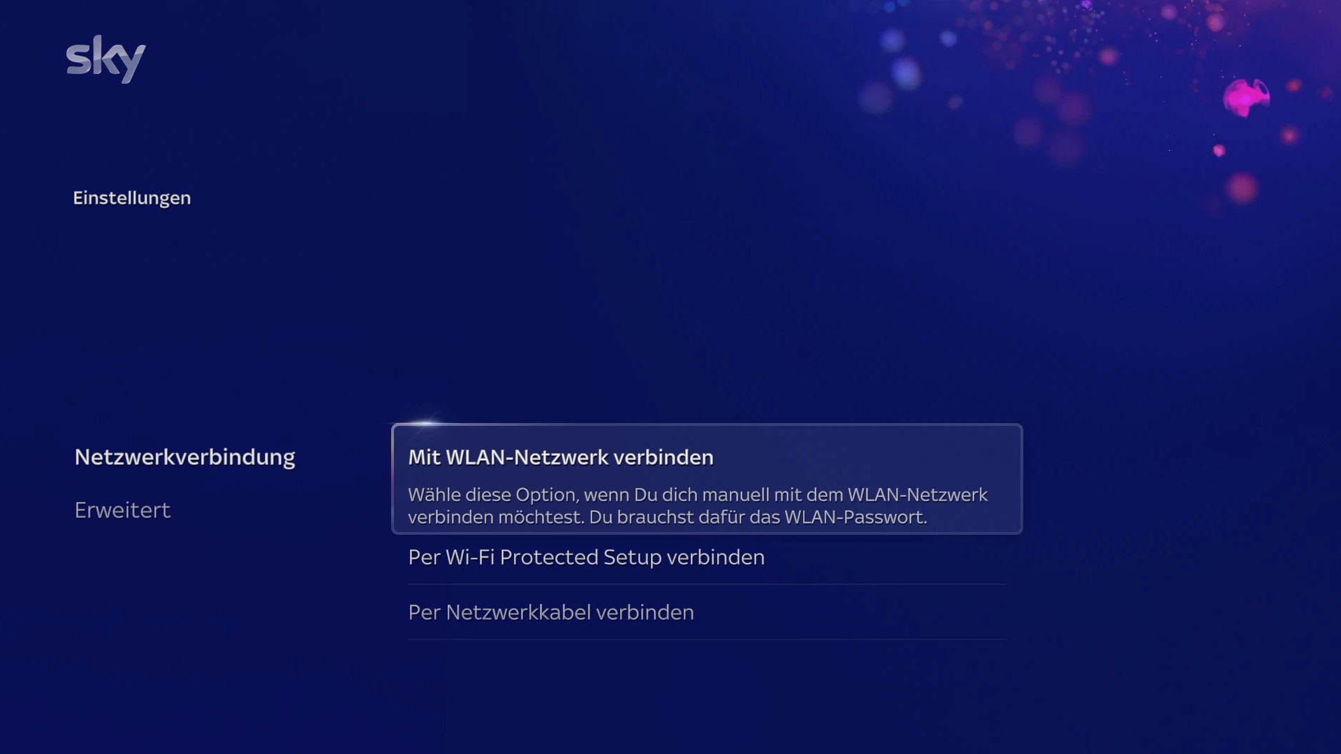 Bildschirm Aufforderung zum Klicken auf "Mit WLAN-Netzwerk verbinden" unter Netzwerkverbindung in den Einstellungen