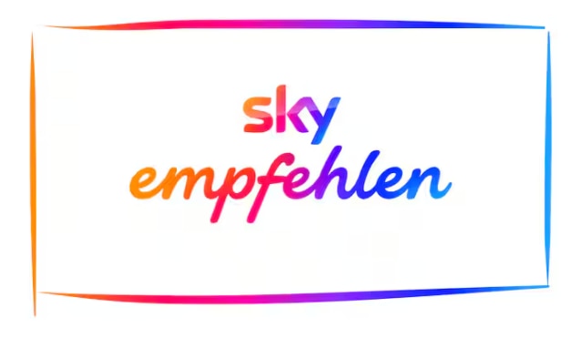 Sky empfehlen Logo mit Farbverlauf.