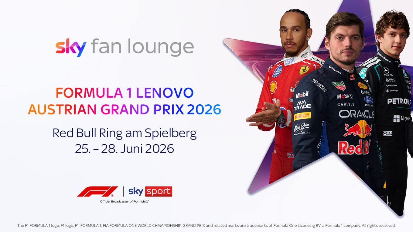 Genieße das Rennwochenende der Formula 1® in der Sky Fan Lounge: Sicher dir jetzt deinen QR-Code für exklusive Fan-Momente vor Ort