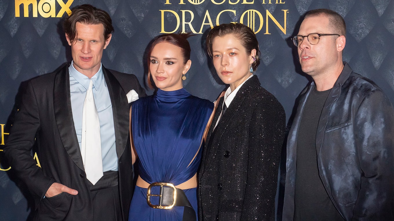 Zur Premiere der zweiten Staffel von House of the Dragon in New York kamen die Schauspieler Matt Smith, Olivia Cooke und Emma D’Arcy sowie Showrunner Ryan Condal.