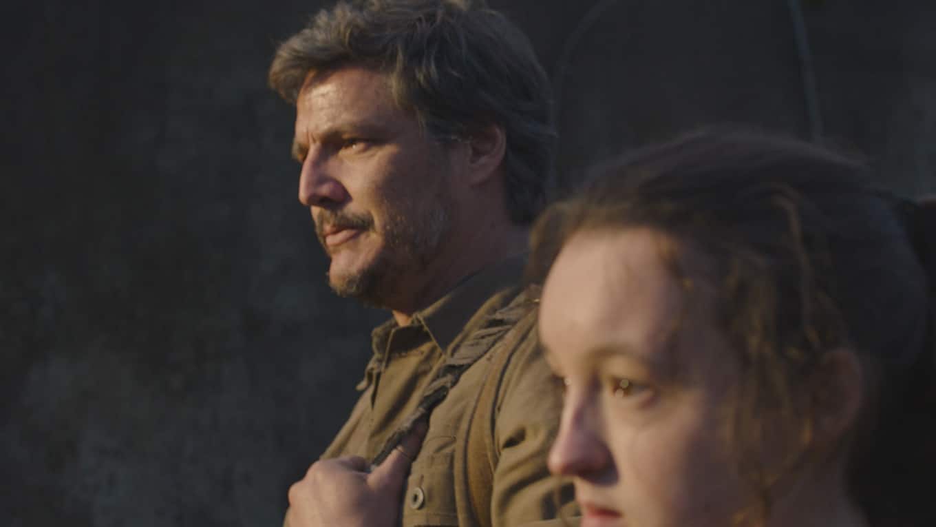 Pedro Pascal als Joel und Bella Ramsey als Ellie in The Last of Us Staffel 1 Episode 1 When You