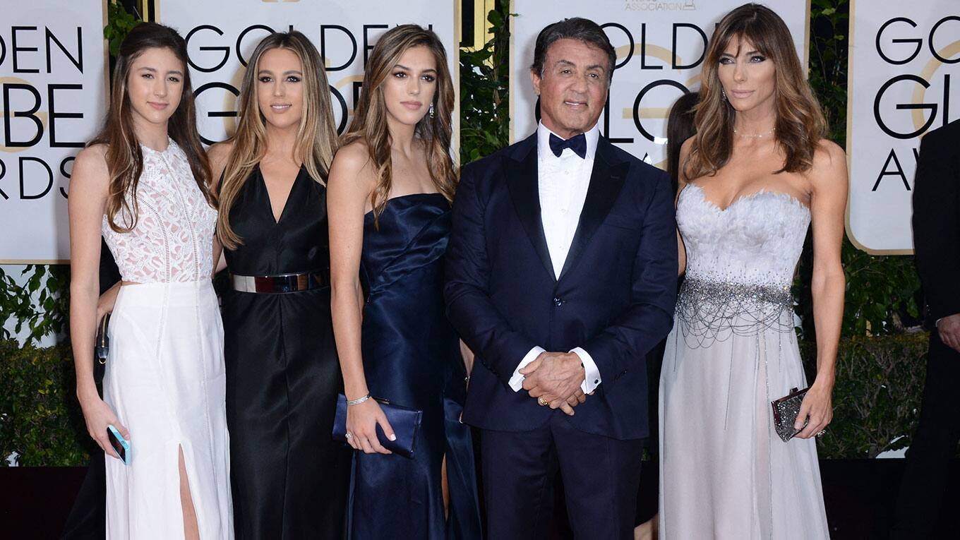 Familie Stallone: v.l. Sophia, Scarlett, Sistine, Sylvester und Jennifer
