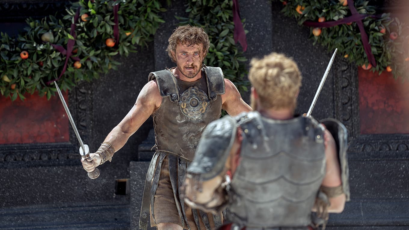 Szenenbild aus dem Historienfilm Gladiator II mit Paul Mescal