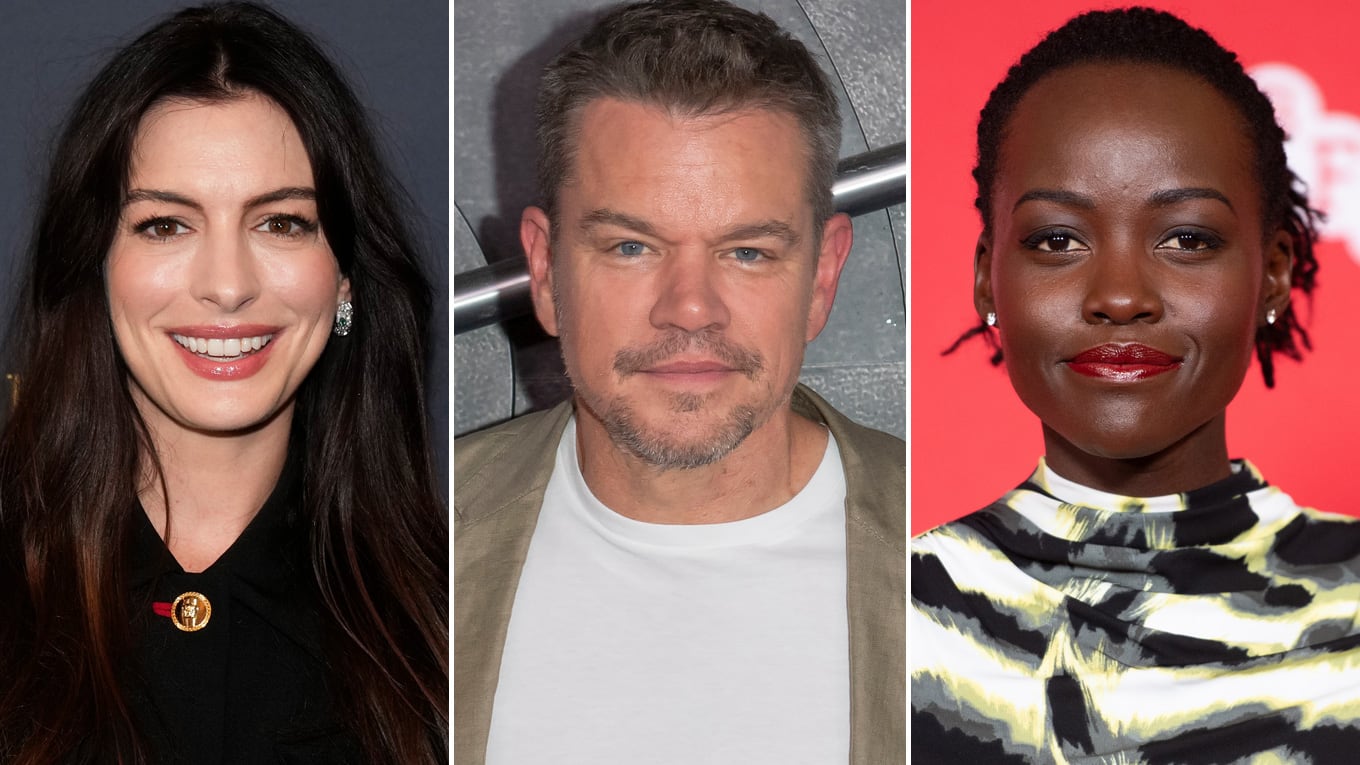 Anne Hathaway (links), Matt Damon (Mitte) und Lupita Nyong