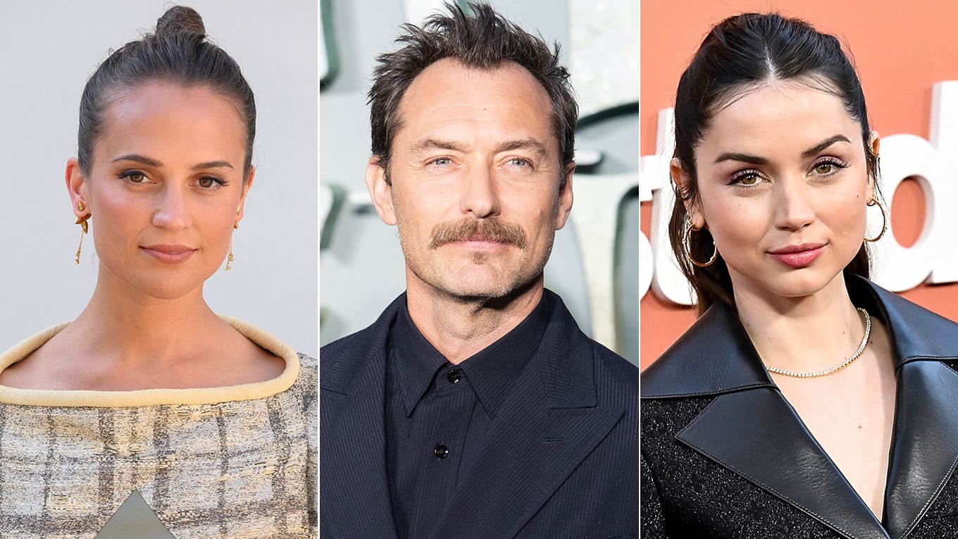 (v.l.n.r.) Alicia Vikander, Jude Law und Ana De Armas werden in 