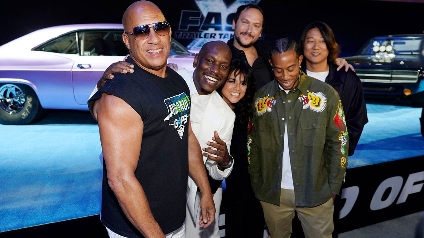 v.l. Vin Diesel, Tyrese Gibson,  Michelle Rodriguez, Louis Leterrier, Chris 