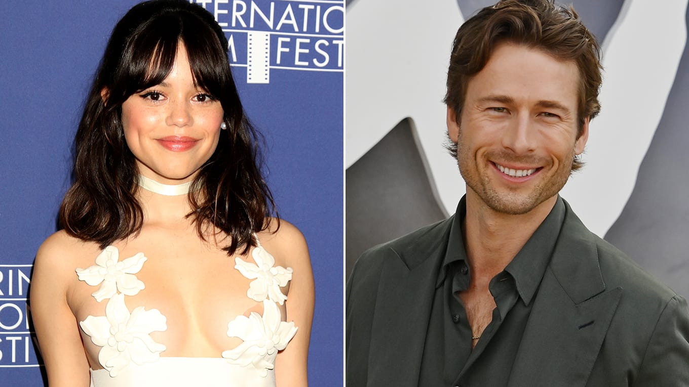 Portraitbilder von Jenna Ortega und Glen Powell